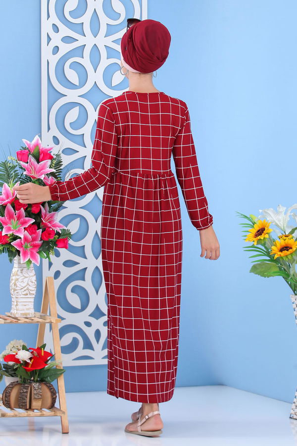 Kareli Elbise Bordo - 02 7055 Bordo - 7055