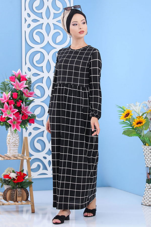 Kareli Elbise Siyah - 02 7055 Siyah - 7055