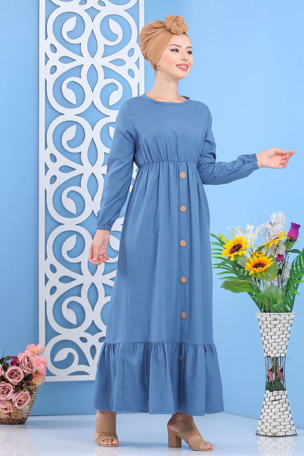 Elbise Siyah  Mavi - 7645