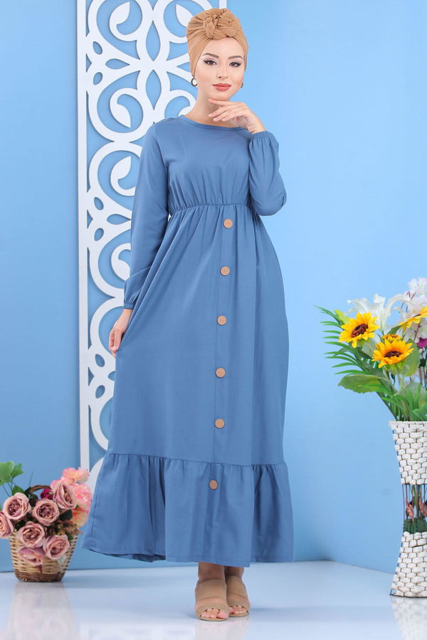 Elbise Siyah  Mavi - 7645