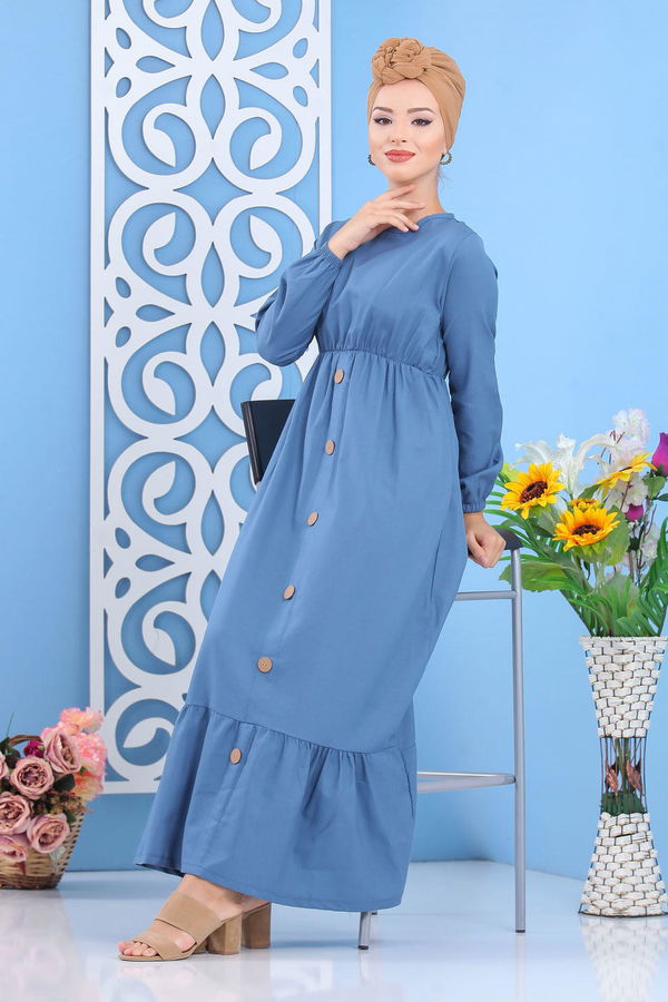 Elbise Siyah  Mavi - 7645