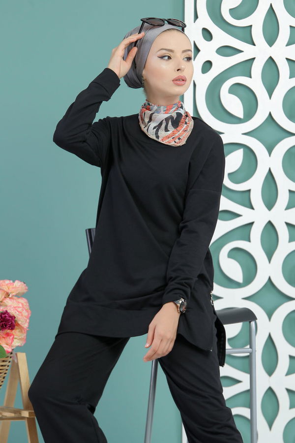 Tunik Pantolon Siyah  Siyah - 7652 SİYAH