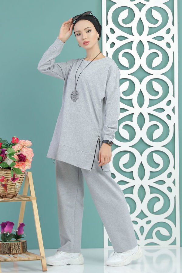 Tunik Pantolon Siyah  Gri - 7652 GRİ