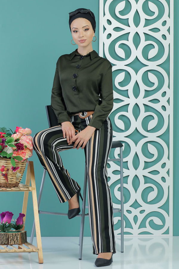 Pantolon Kemer Haki Haki - 1235 HAKİ