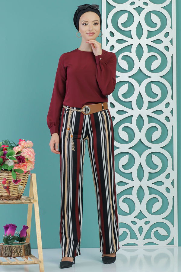 Pantolon Kemer Haki Bordo - 1235
