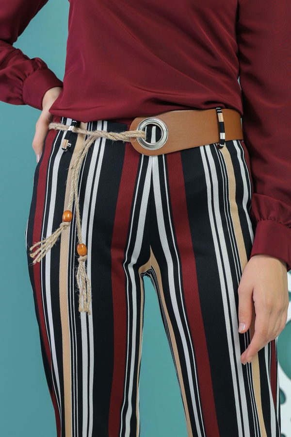 Pantolon Kemer Haki Bordo - 1235