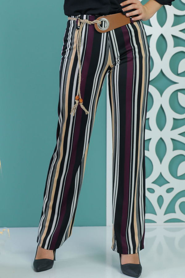 Pantolon Kemer Haki Mor - 1235 MOR