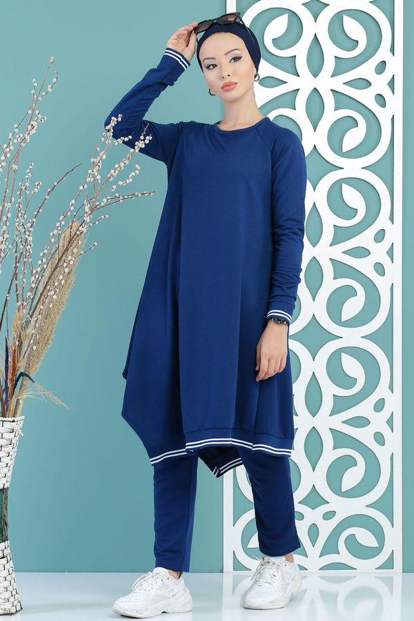 Tunik Pantolon Saks - 02 7663 Mavi - 7663 MAVİ