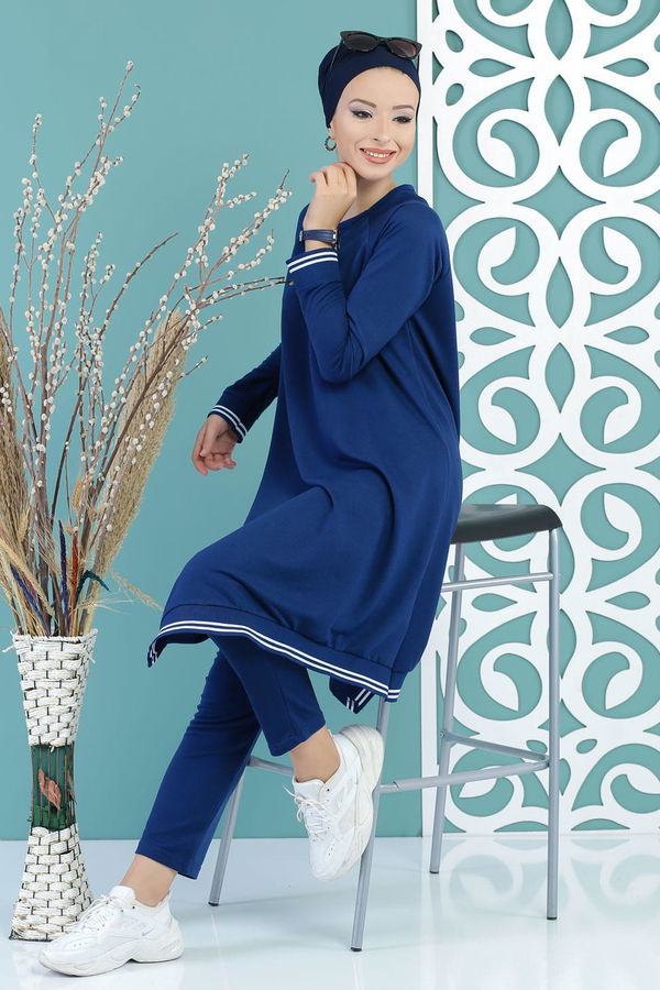 Tunik Pantolon Saks - 02 7663 Mavi - 7663 MAVİ