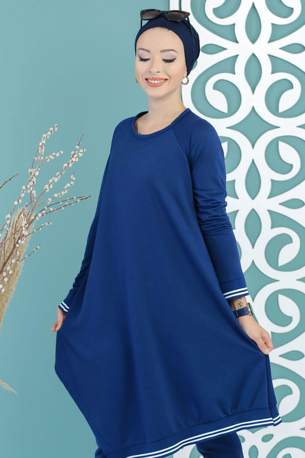 Tunik Pantolon Saks - 02 7663 Mavi - 7663 MAVİ