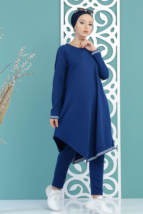 Tunik Pantolon Saks - 02 7663 Mavi - 7663 MAVİ