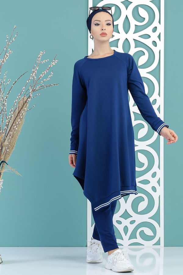Tunik Pantolon Saks - 02 7663 Mavi - 7663 MAVİ