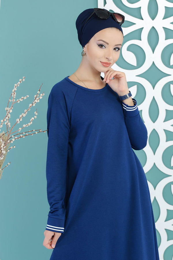 Tunik Pantolon Saks - 02 7663 Mavi - 7663 MAVİ