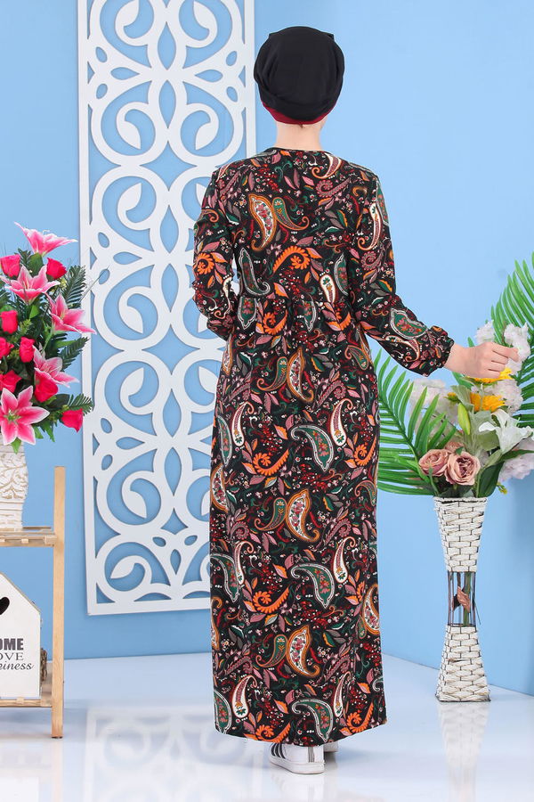 Çiçekli Elbise Siyah - 02 7264 Siyah - 7264