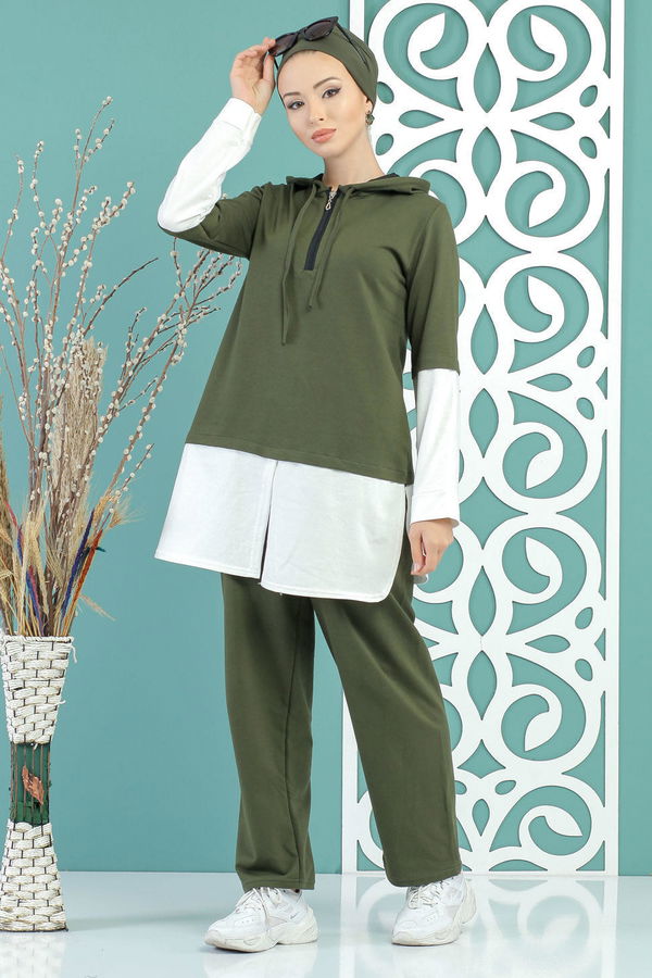 Tunik Pantolon Siyah Haki - 7666 HAKİ