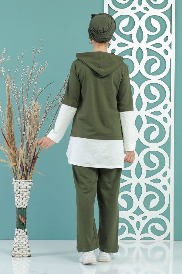 Tunik Pantolon Siyah Haki - 7666 HAKİ