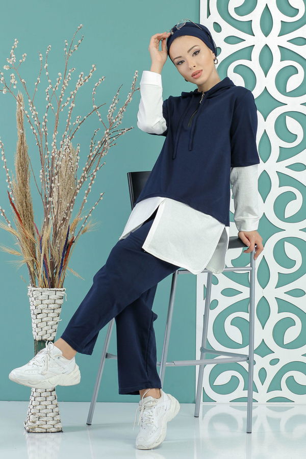 Tunik Pantolon Siyah Lacivert - 7666 LACİVERT