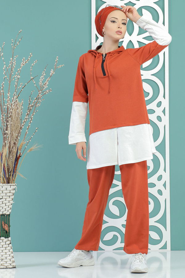 Tunik Pantolon Siyah Kiremit - 7666 KİREMİT