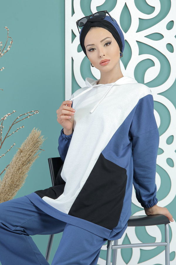 Tunik Pantolon Haki  Mavi - 7676 MAVİ