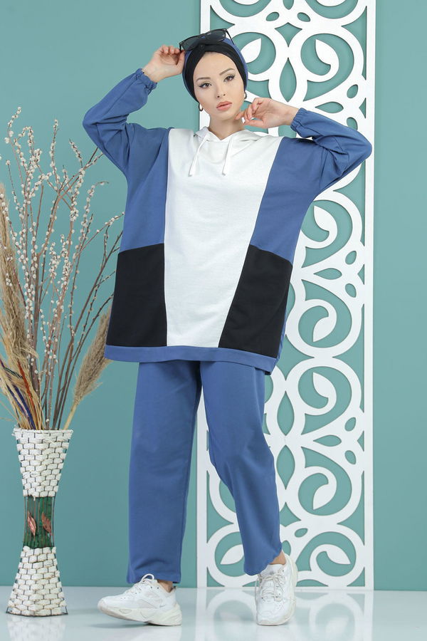 Tunik Pantolon Haki  Mavi - 7676 MAVİ