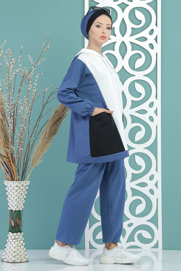 Tunik Pantolon Haki  Mavi - 7676 MAVİ