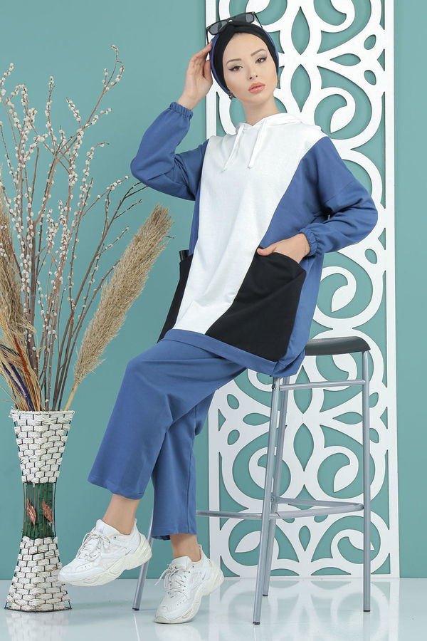 Tunik Pantolon Haki  Mavi - 7676 MAVİ