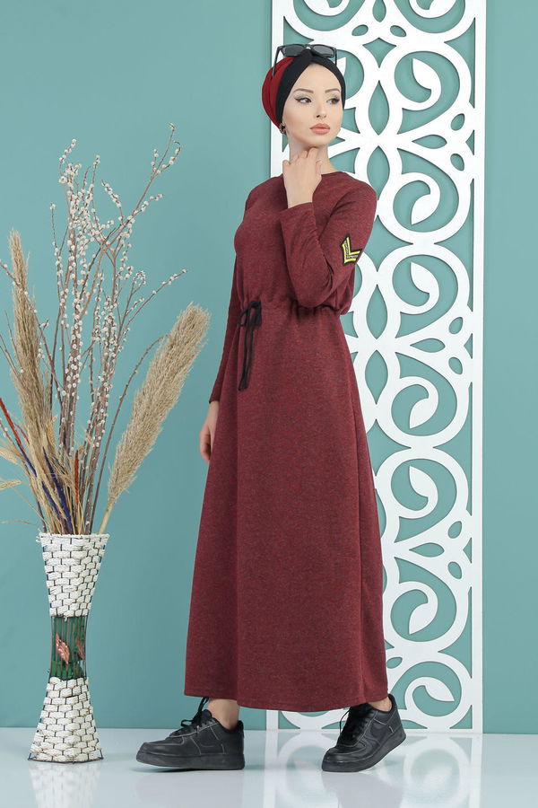 Elbise Siyah  Bordo - 5158 BORDO