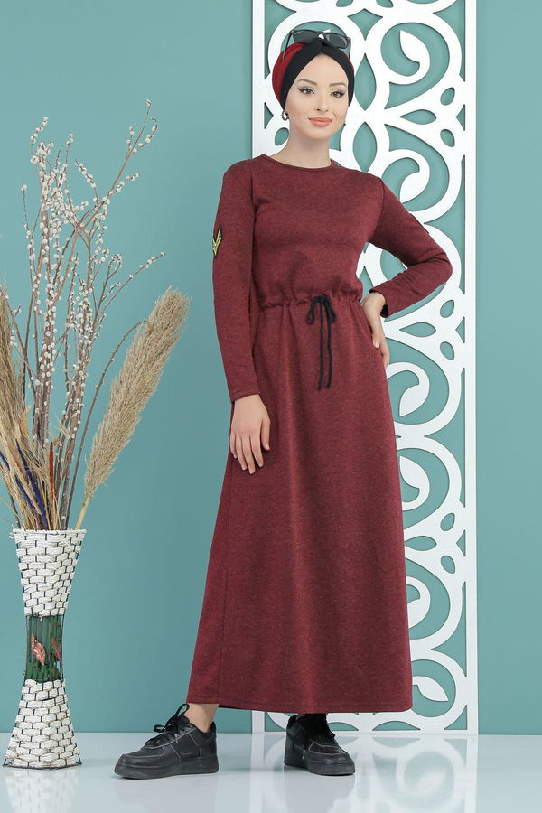 Elbise Siyah  Bordo - 5158 BORDO