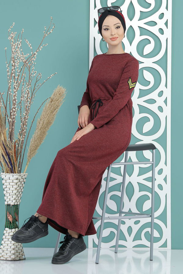 Elbise Siyah  Bordo - 5158 BORDO