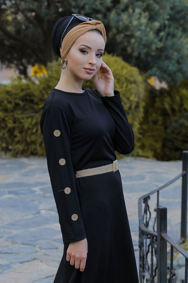 Dügme Detey Elbise Kemer Siyah  Siyah - 7633 SİYAH