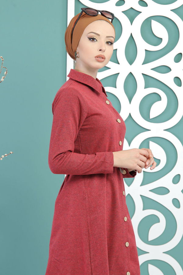 Elbise Kemer Bordo - 02 7707 Bordo - 7707