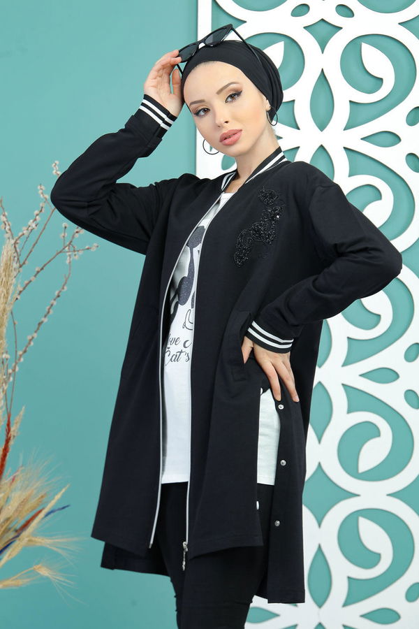 Hırka Tunik Siyah Siyah - 7718 SİYAH