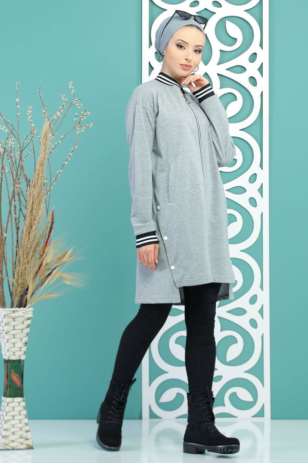 Hırka Tunik Siyah Gri - 7718 GRİ