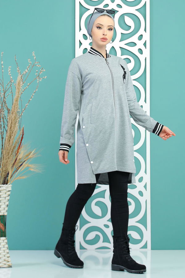 Hırka Tunik Siyah Gri - 7718 GRİ
