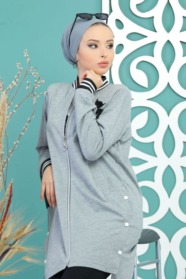 Hırka Tunik Siyah Gri - 7718 GRİ