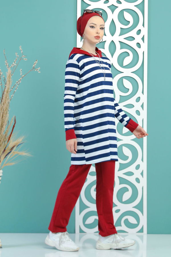 Tunik Pantolon Takım Haki Bordo - 5133