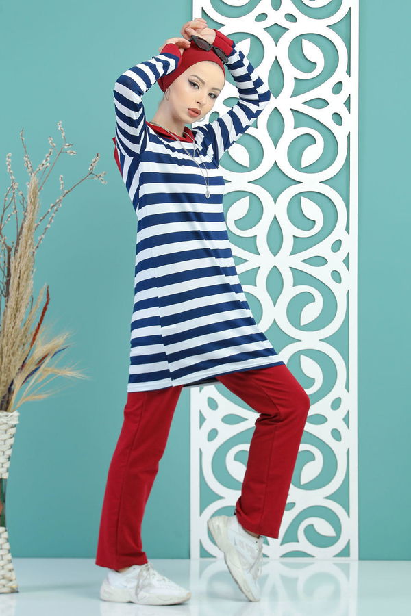 Tunik Pantolon Takım Haki Bordo - 5133
