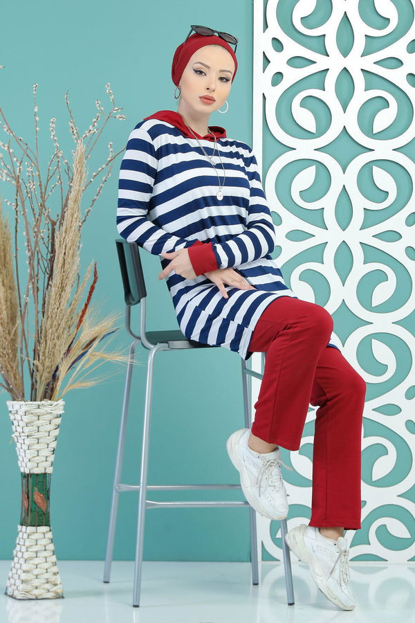 Tunik Pantolon Takım Haki Bordo - 5133