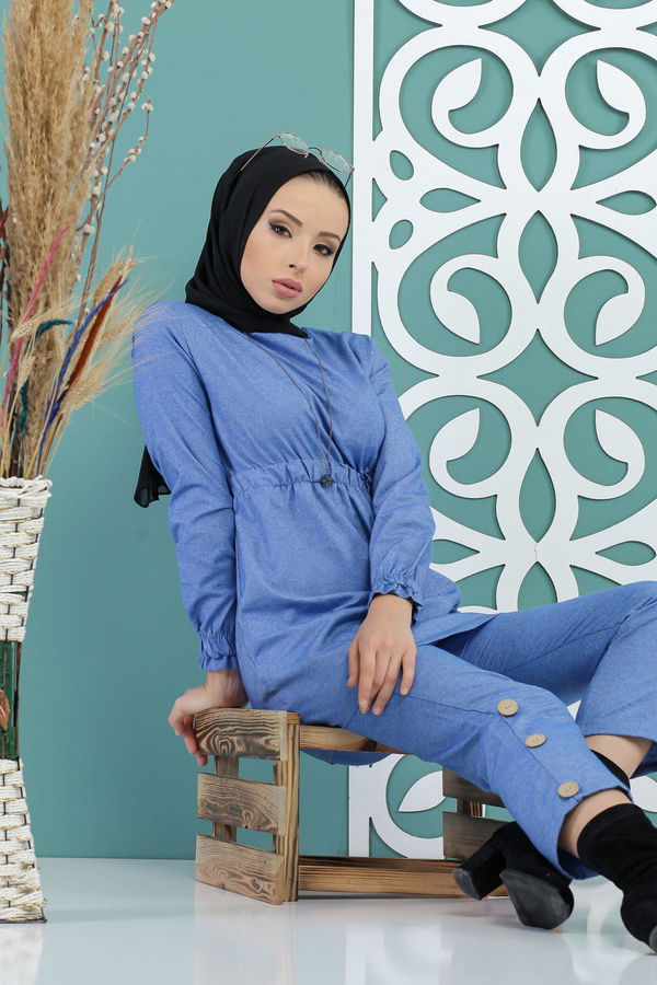 Tunik Pantolon İndigo - 02 7733 Mavi - 7733 MAVİ