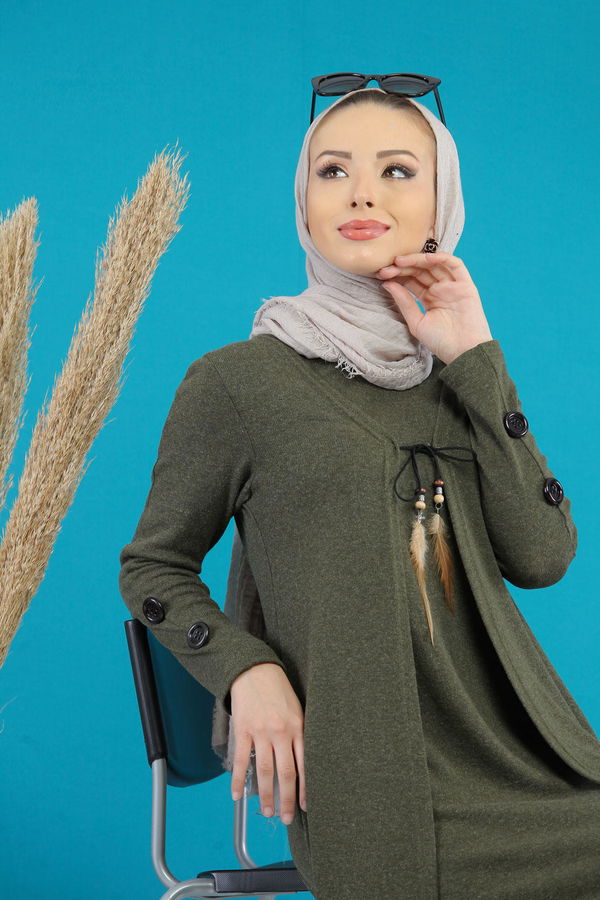 Elbise Yelek Siyah Haki - 5168 HAKİ