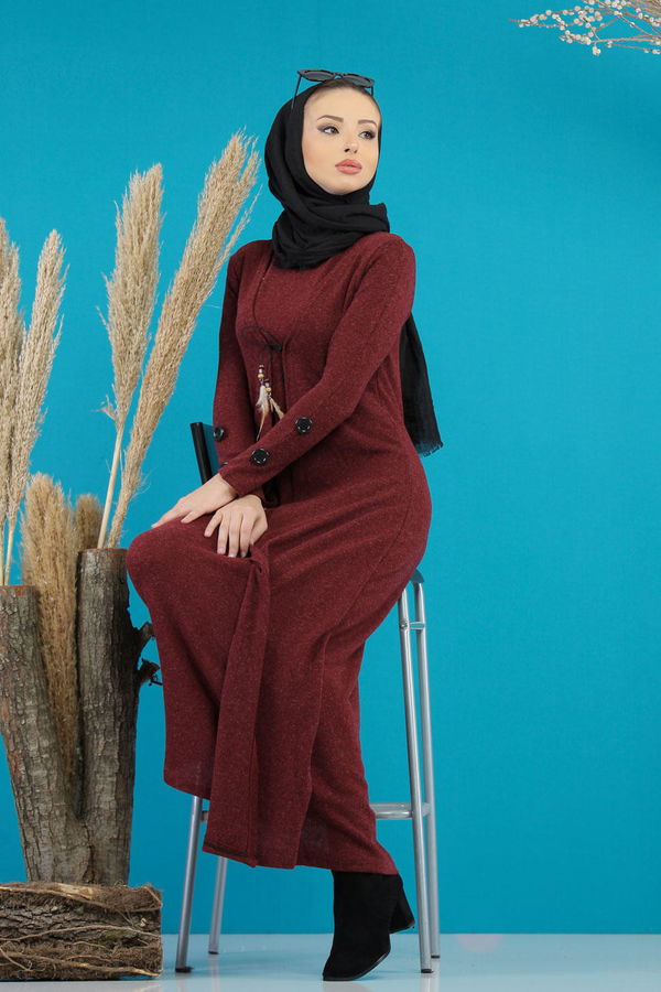 Elbise Yelek Siyah Bordo - 5168 BORDO