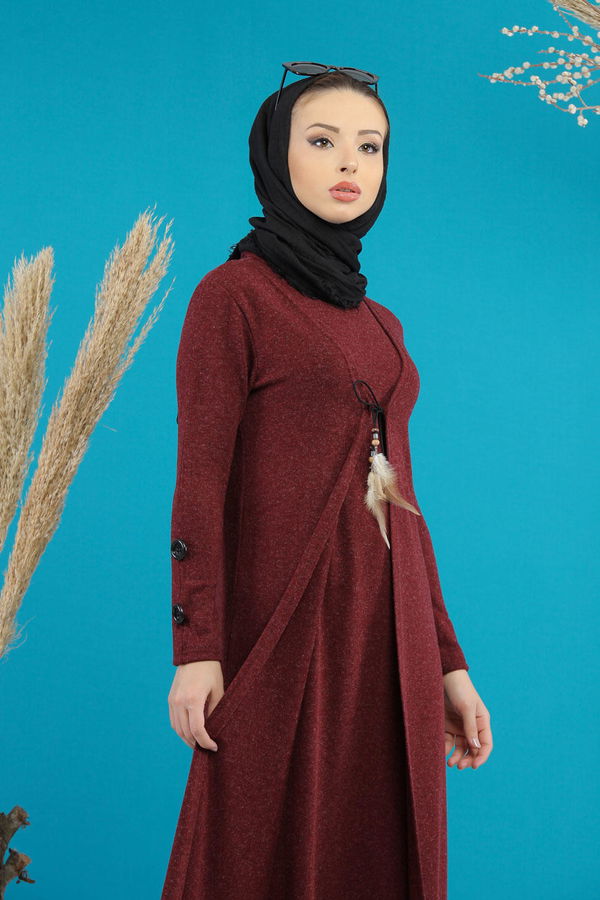 Elbise Yelek Siyah Bordo - 5168 BORDO