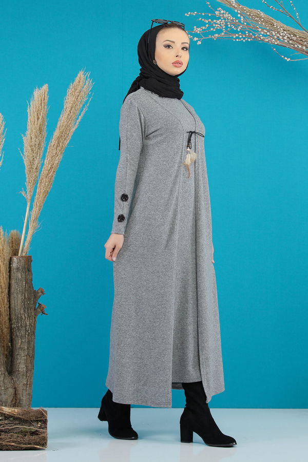 Elbise Yelek Siyah Gri - 5168 GRİ