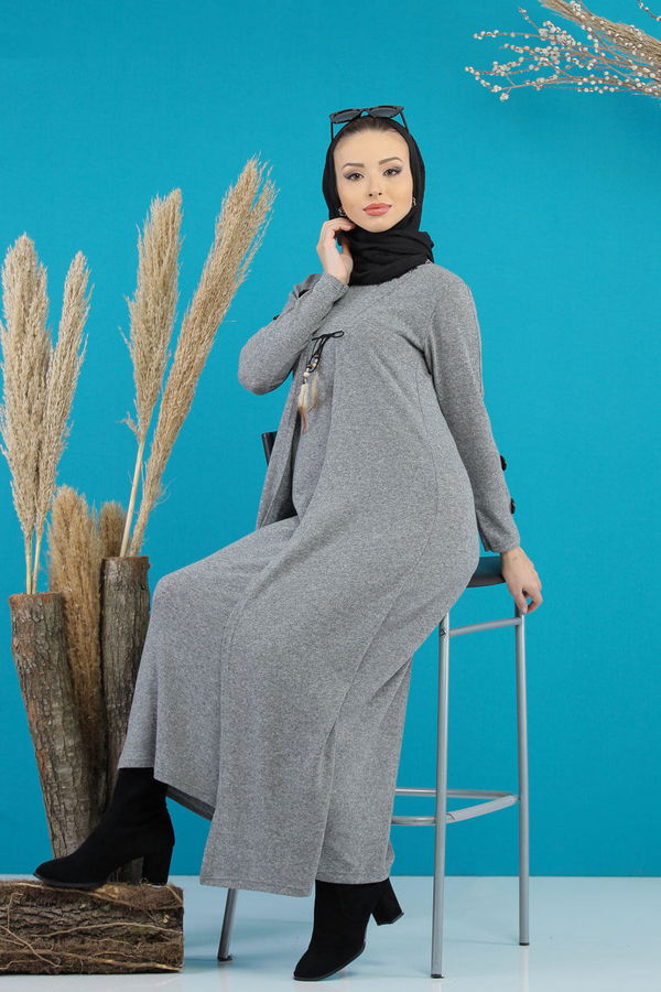 Elbise Yelek Siyah Gri - 5168 GRİ