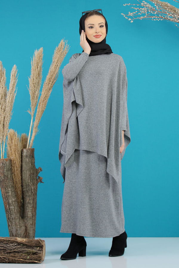 Elbise Panço Siyah Gri - 5166 GRİ