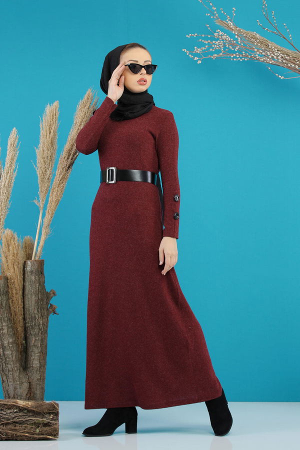 Elbise Kemer Siyah Bordo - 5167 BORDO