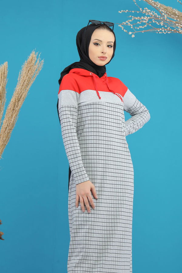 Kapşonlu Elbise Gri - 4102 Gri - 4102 GRİ