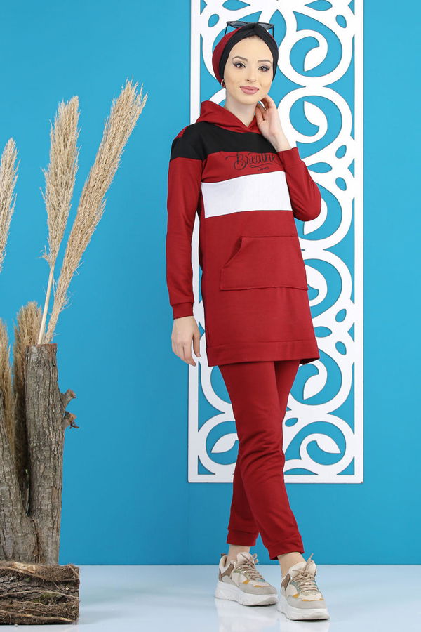 Tunik Pantolon Haki  Bordo - 7808 BORDO