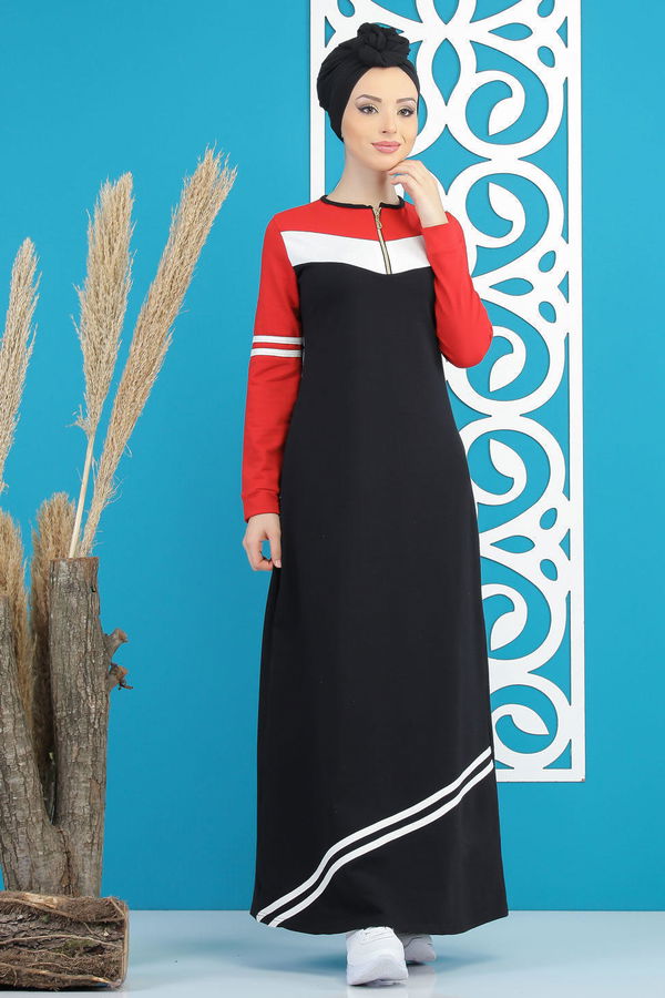 Elbise Siyah Kırmızı - 03 5122 Siyah - 5122