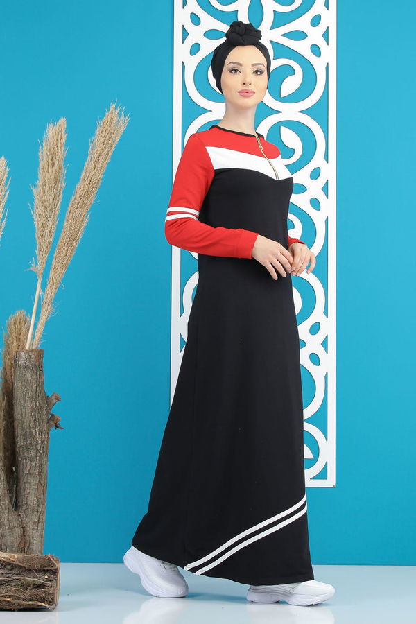 Elbise Siyah Kırmızı - 03 5122 Siyah - 5122